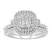 LADIES RING 1.00CT ROUND/BAGUETTE DIAMOND 14K WHITE GOLD