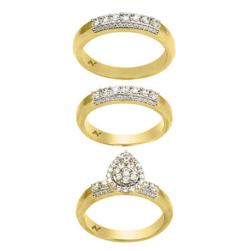 LADIES TRIO SET 1.33CT ROUND DIAMOND 10K YELLOW GOLD