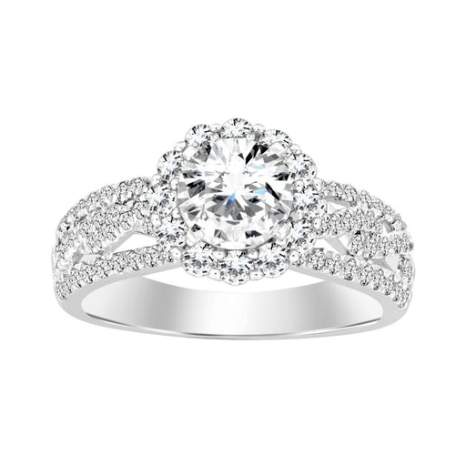 LADIES SEMI MOUNT RING 0.75CT ROUND DIAMOND 14K WHITE GOLD