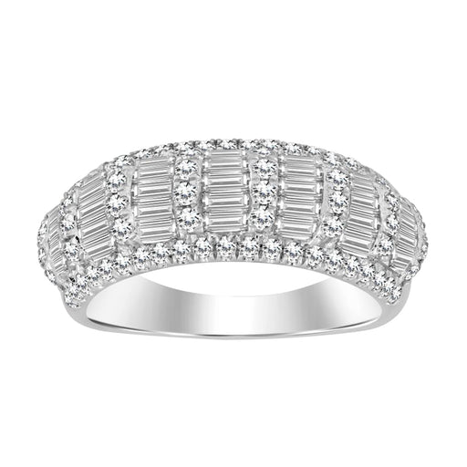 LADIES BAND 1.25CT ROUND/BAGUETTE DIAMOND 14K WHITE GOLD