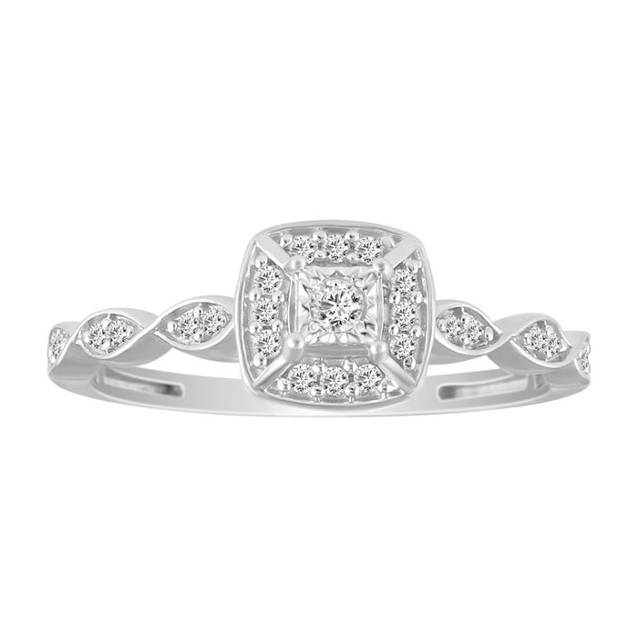 LADIES RING 0.15CT ROUND DIAMOND 14K WHITE GOLD