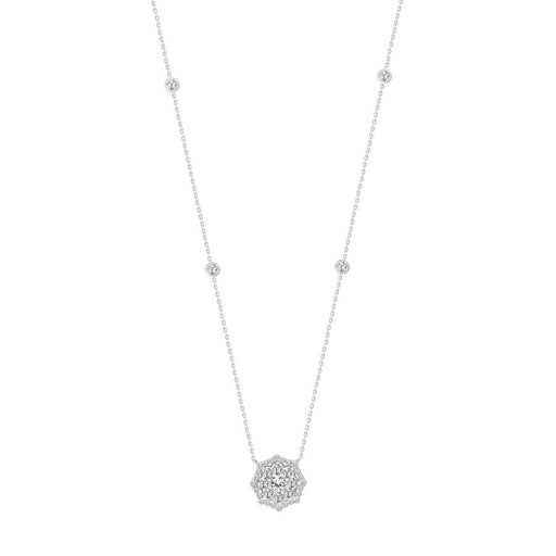 LADIES NECKLACE 1.00CT ROUND DIAMOND 14K WHITE GOLD (SI QUALITY)