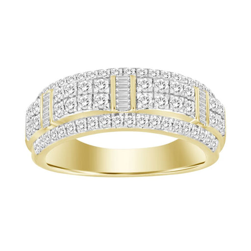 MEN'S BAND 1.00CT ROUND/BAGUETTE DIAMOND 10K YELLOW GOLD