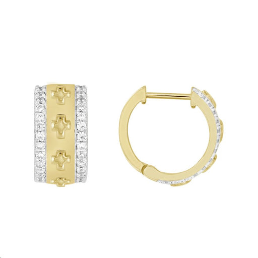 LADIES HOOPS EARRINGS 0.50CT ROUND DIAMOND 10K YELLOW GOLD