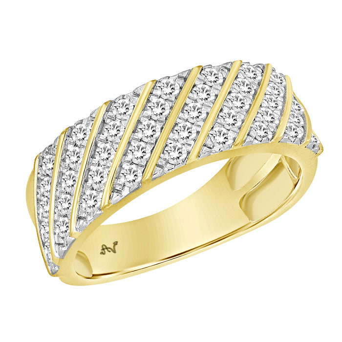 MEN'S BAND 1.00CT ROUND DIAMOND 10K YELLOW GOLD