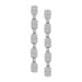 LADIES LINEAR EARRINGS 1.00CT ROUND/BAGUETTE DIAMOND 14K WHITE GOLD