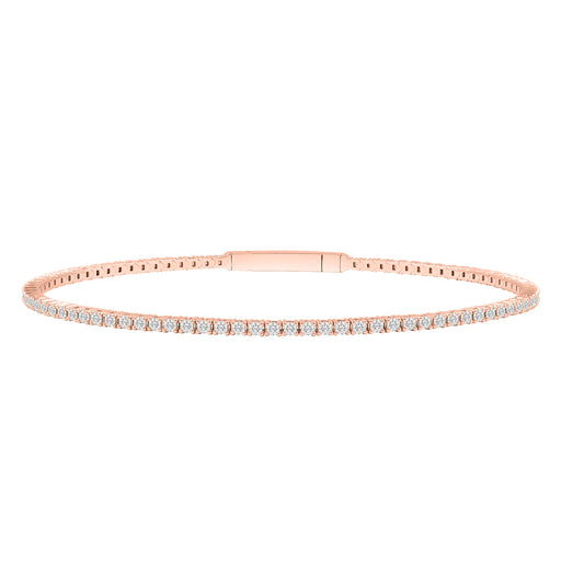 LADIES FLEXIBLE BANGLE 3.00CT ROUND DIAMOND 14K ROSE GOLD