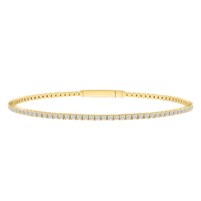 LADIES FLEXIBLE BANGLE 3.00CT ROUND DIAMOND 14K YELLOW GOLD