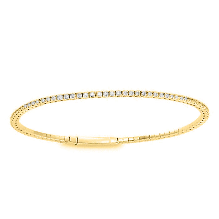 LADIES FULL FLEXIBLE BANGLE 2.00CT ROUND DIAMOND 14K YELLOW GOLD