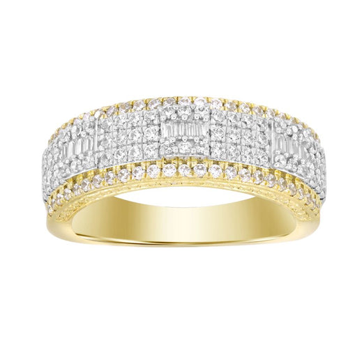 MEN'S BAND 1.00CT ROUND/BAGUETTE DIAMOND 10K YELLOW GOLD