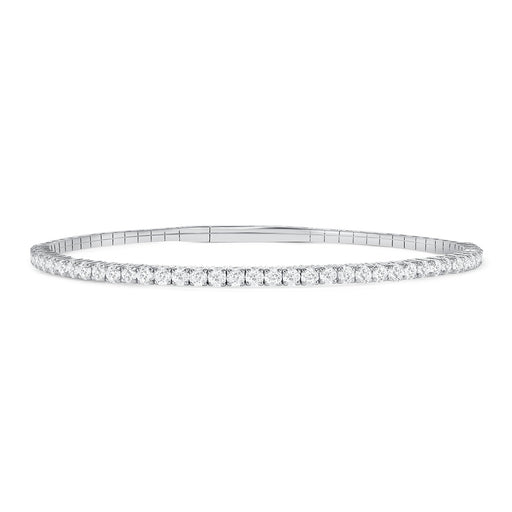 LADIES HALF FLEXIBLE BANGLE 1.00CT ROUND DIAMOND 14K WHITE GOLD