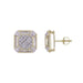 LADIES STUD EARRINGS 0.33CT ROUND/BAGUETTE DIAMOND 10K YELLOW GOLD