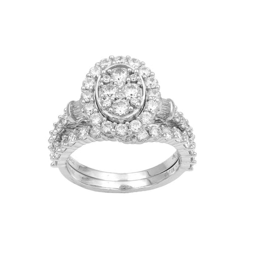 BRIDAL SET 2.00CT ROUND/BAGUETTE DIAMOND 14K WHITE GOLD