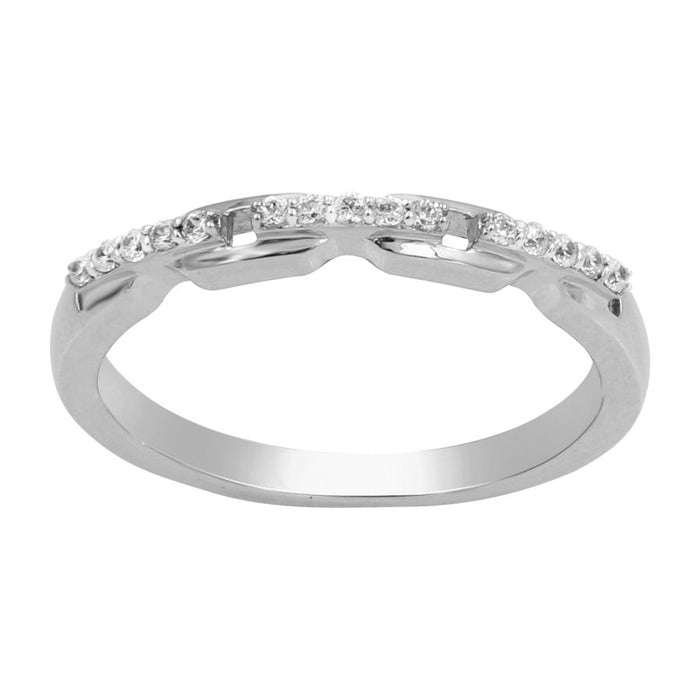 LADIES BAND 0.10CT ROUND DIAMOND 14K WHITE GOLD