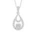 LADIES  PENDANT WITH CHAIN 0.25CT ROUND/BAGUETTE DIAMOND 10K WHITE GOLD