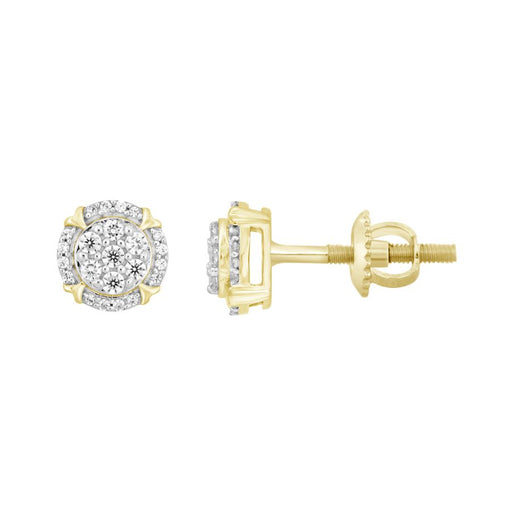 LADIES EARRINGS 0.25CT ROUND DIAMOND 10K YELLOW GOLD