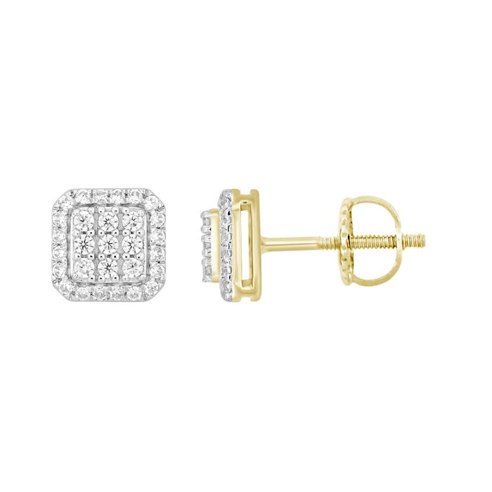 LADIES EARRINGS 0.25CT ROUND DIAMOND 10K YELLOW GOLD