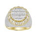 MEN'S RING 2.00CT ROUND/BAGUETTE DIAMOND 10K YELLOW GOLD