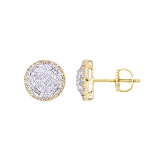 LADIES EARRINGS 0.50CT ROUND/BAGUETTE DIAMOND 10K YELLOW GOLD