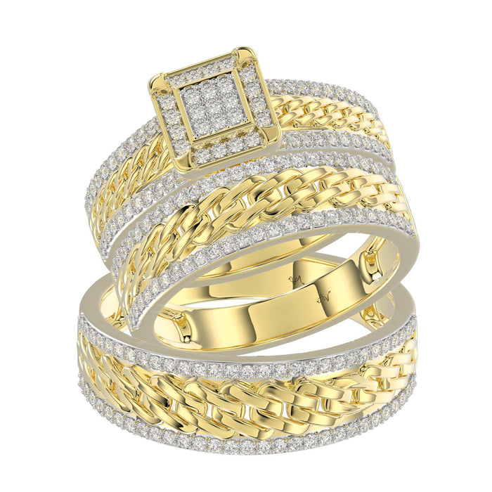 LADIES TRIOS SET 0.50CT ROUND DIAMOND 10K YELLOW GOLD