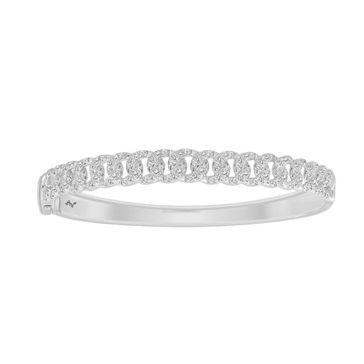 LADIES BANGLE 1.00CT ROUND DIAMOND 14K WHITE GOLD