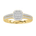 LADIES RING 0.20CT ROUND/BAGUETTE DIAMOND 14K YELLOW GOLD