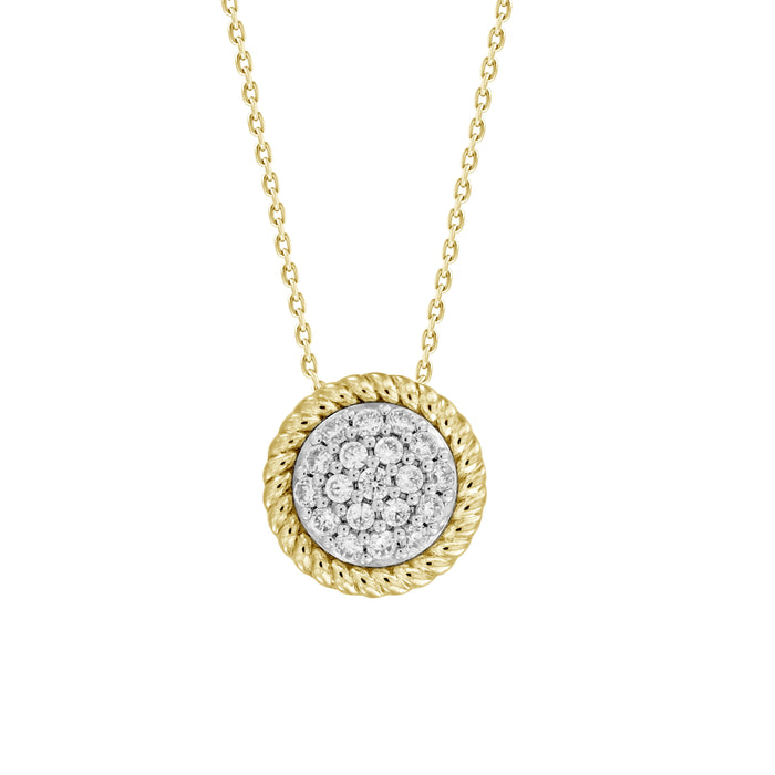 LADIES  PENDANT WITH CHAIN 0.25CT ROUND DIAMOND 14K YELLOW GOLD