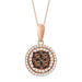 LADIES PENDANT 0.33CT WITH CHAIN DARK BROWN/ROUND DIAMOND 14K ROSE GOLD