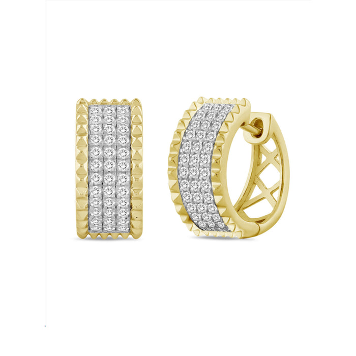 MEN'S EARRINGS 0.50CT ROUND DIAMOND 10K YELLOW GOLD