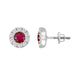 LADIES EARRING 1.75CT ROUND/RUBY DIAMOND 14K WHITE GOLD (CENTER STONE RUBY APPROX 1.20CT)