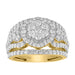 LADIES  RING 2.00CT ROUND/BAGUETTE DIAMOND 10K YELLOW GOLD