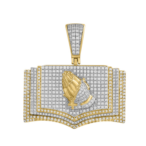 MEN'S CHARM PENDANT 0.80CT ROUND DIAMOND 10K YELLOW GOLD