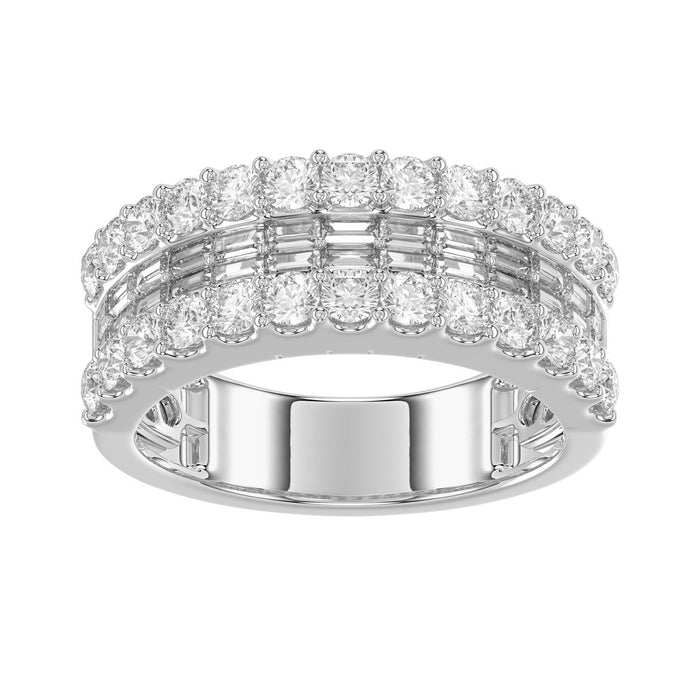 LADIES BAND 1.00CT ROUND/BAGUETTE DIAMOND 14K WHITE GOLD