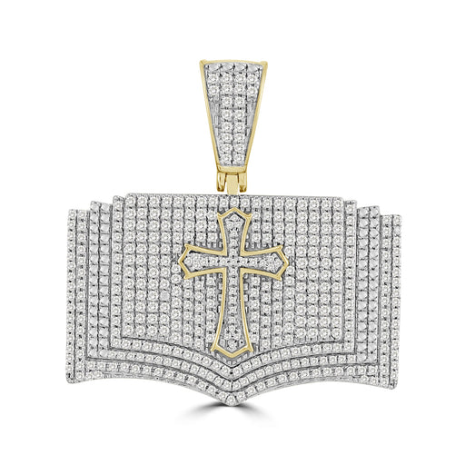 MEN'S CHARM PENDANT 0.75CT ROUND DIAMOND 10K YELLOW GOLD