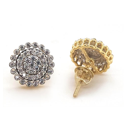 LADIES EARRINGS 0.50CT ROUND DIAMOND 10K YELLOW GOLD