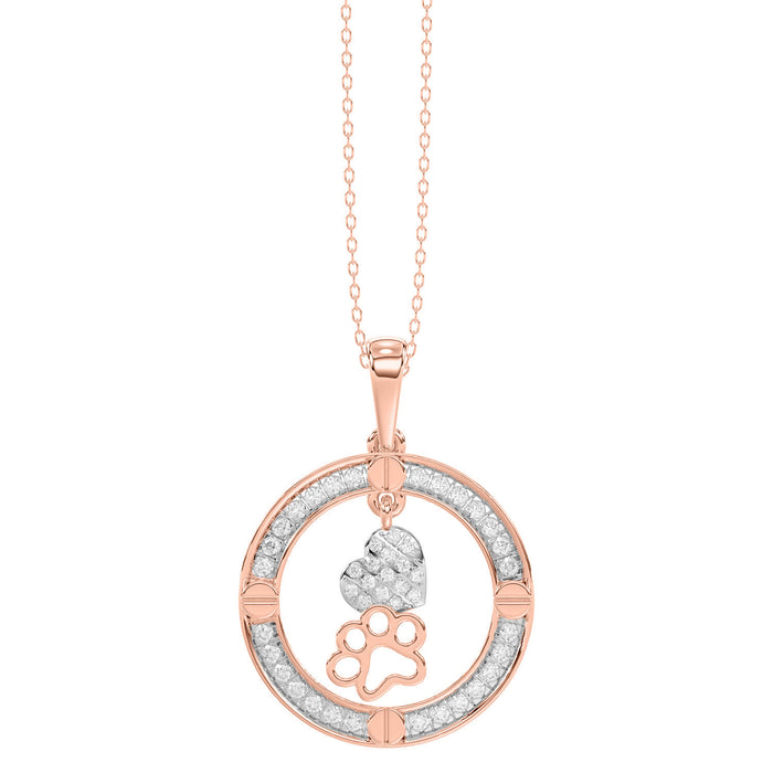 LADIES PENDANT WITH CHAIN 0.25CT ROUND DIAMOND 14K ROSE GOLD