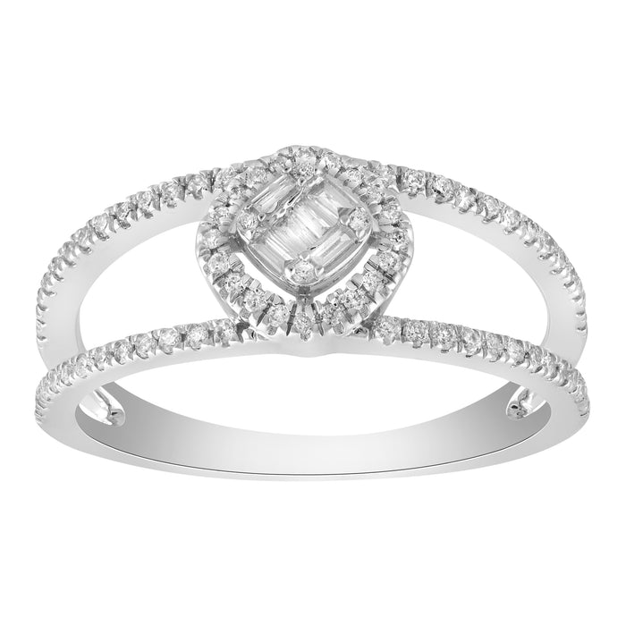 LADIES BAND 0.33CT ROUND/BAGUETTE DIAMOND 14K WHITE GOLD