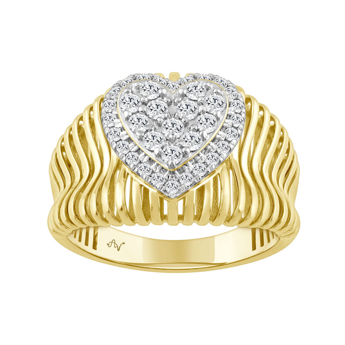 LADIES RING 0.50CT ROUND DIAMOND 14K YELLOW GOLD