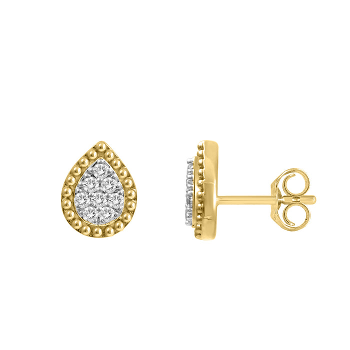 LADIES EARRINGS 0.20CT ROUND DIAMOND 14K YELLOW GOLD