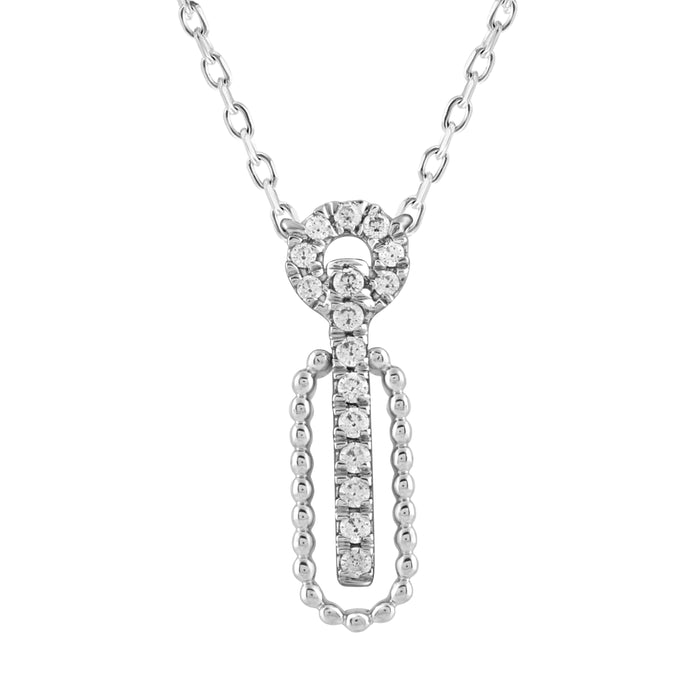 LADIES NECKLACE 0.10CT ROUND DIAMOND 14K WHITE GOLD