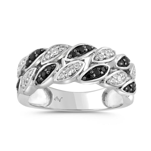 LADIES BAND 0.75CT BLACK/ROUND DIAMOND 14K WHITE GOLD