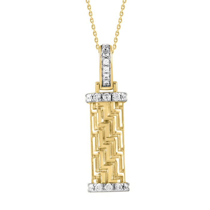 MEN'S CHARM PENDANT 0.50CT ROUND DIAMOND 10K YELLOW GOLD