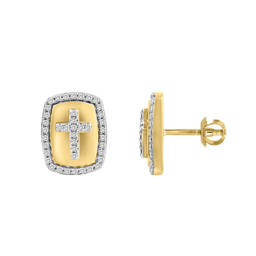 LADIES EARRINGS 0.25CT ROUND DIAMOND 10K YELLOW GOLD