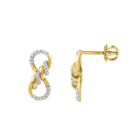 LADIES EARRINGS 0.16CT ROUND DIAMOND 10K YELLOW GOLD