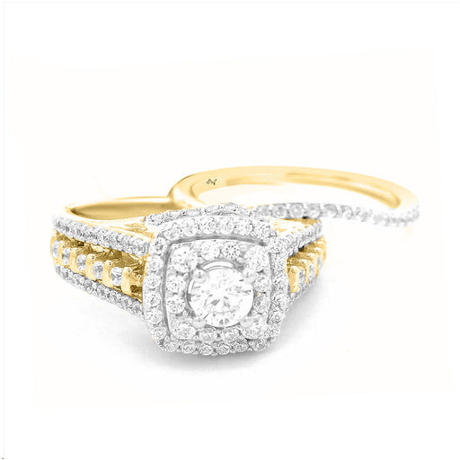 LADIES SEMI MOUNT BRIDAL SET 1.00CT ROUND DIAMOND 14K YELLOW GOLD (CENTER STONE 0.25CT ROUND DIAMOND)