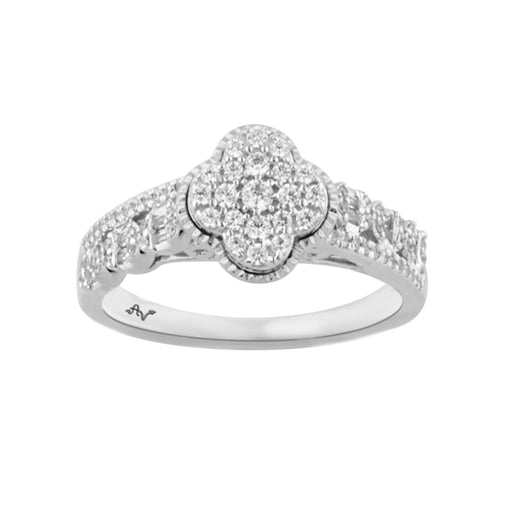 LADIES RING 0.16CT ROUND DIAMOND 10K WHITE GOLD