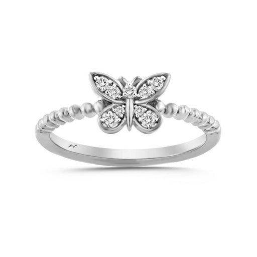 LADIES RING 0.10CT ROUND DIAMOND 10K WHITE GOLD