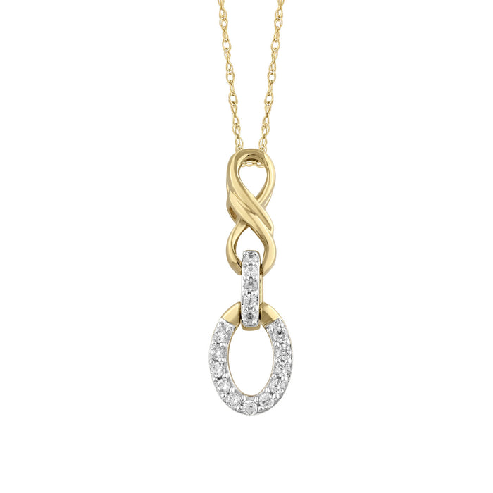 LADIES PENDANT WITH CHAIN 0.10CT ROUND DIAMOND 10K YELLOW GOLD