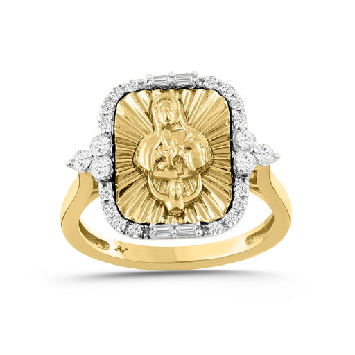 LADIES RING 0.33CT ROUND/BAGUETTE DIAMOND 10K YELLOW GOLD