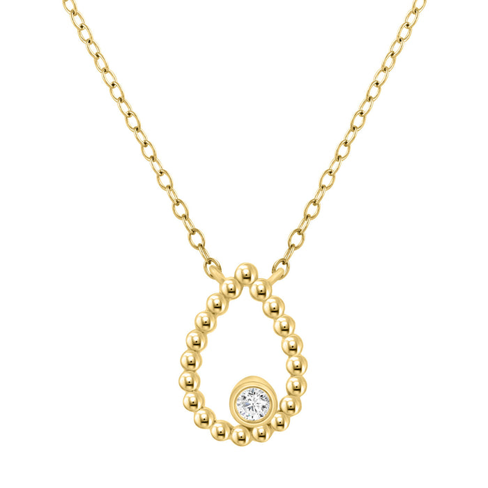 LADIES PENDANT WITH CHAIN 0.10CT ROUND DIAMOND 10K YELLOW GOLD